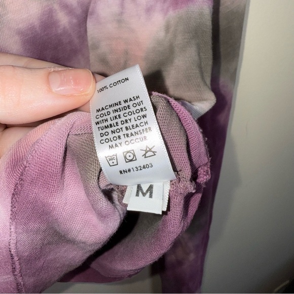 Cotton Citizen Tokyo Crop Long Sleeve Tee  Pink Plum Hazel Size M Tie-dye - Picture 7 of 8